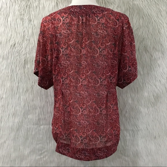 Gap women’s red paisley print sheer v neckline blouse top size medium - Picture 5 of 6